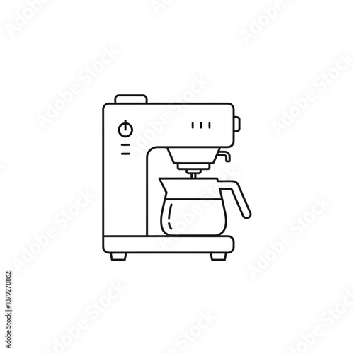 Coffee Maker Machine Icon. Simple Drip Brewer Outline Logo. Black Line Art Vector Illustration for Kitchen Appliance UI/UX Design.