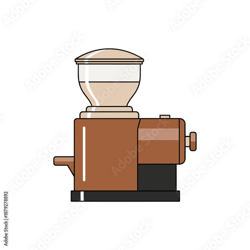 Coffee Grinder Machine Illustration. Electric Burr Mill Appliance Icon for Café and Home Brewing