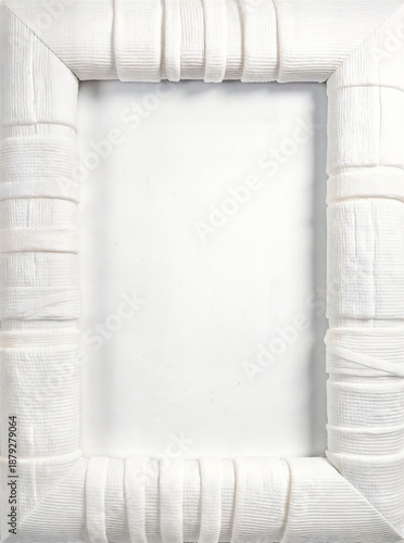 White Padded Fabric Wrapped Square Frame with Soft Textile Texture and Center Copy Space Background