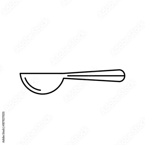 Measuring Scoop Line Icon. Simple Coffee Spoon Vector Illustration. Kitchen Utensil and Tool for Precise Portion Control and Brewing Dosage.