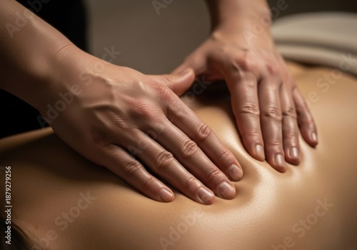 Wallpaper Mural Closeup of hands performing a massage on a persons back with visible skin texture and muscle relaxation Torontodigital.ca