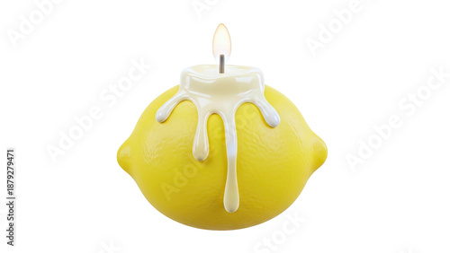 Lemon Candle with Dripping Wax