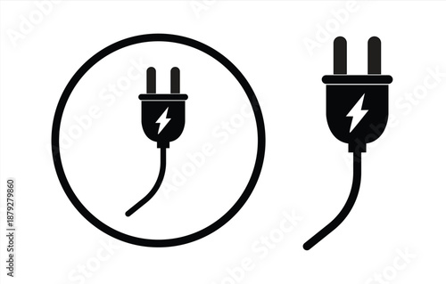 Electrical plug vector icon on a white background. Electrical cable or wire. Electric power. Vector 10 EPS.