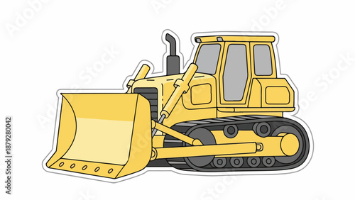Illustration of a yellow bulldozer with a large blade and tracks on a plain white background.