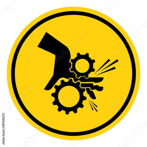 Rotating Gear Can Nip Hazard Symbol Sign ,Vector Illustration, Isolate On White Background Label.EPS10