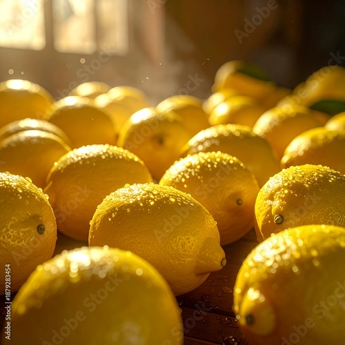 Sun-Kissed Lemons - A Vibrant Display of Citrus Freshness.