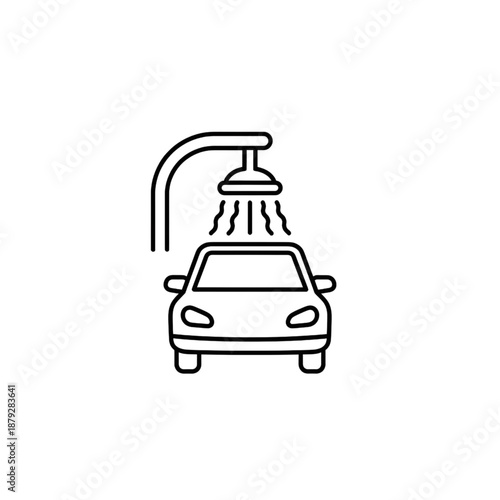 automatic car wash line icon - minimalist vehicle pressure cleaning service symbol - automotive maintenance and care station vector - simple drive through car shower illustration