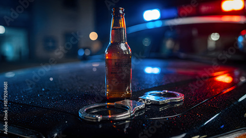 Drunk driving warning with police symbols