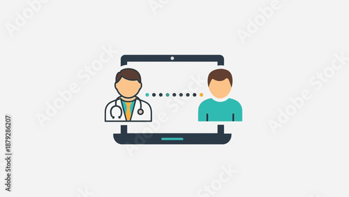 Online Doctor Consultation via Telemedicine on Tablet Screen