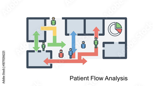 Patient Flow Analysis in Hospital Room Layout with Arrows Diagram