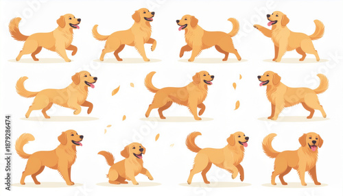 National Golden Retriever Day Dog Vector Set
