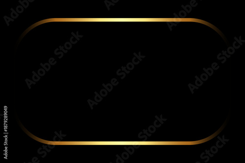 Elegant golden glowing rounded rectangle frame on a dark black background, minimalist design element for various uses.