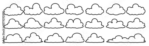 cloud bubble illustration with outline style.	
