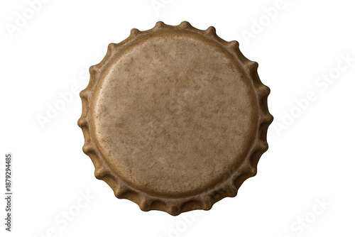 Old rusty metal bottle cap on transparent background