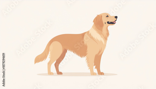 Golden Retriever Standing Pose Minimal Flat Vector Illustration