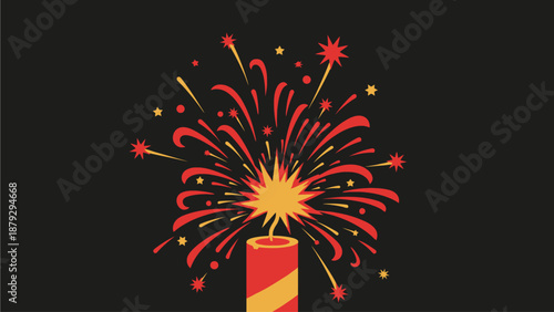 Vibrant Firework Explosion on Black Background