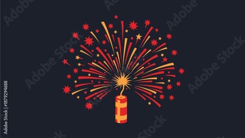 Red Fireworks Illustration on Dark Background