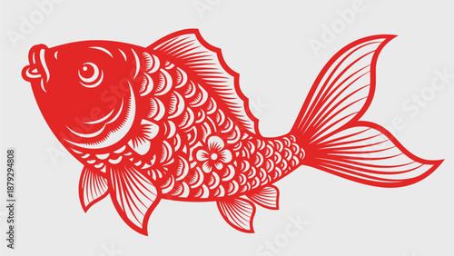 Red Koi Fish Symbol of Good Luck and Prosperity