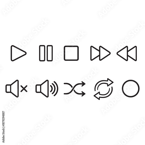 Basic outline set of audio video playback controls for media player