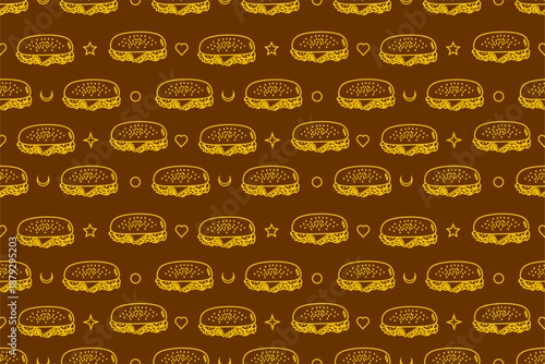 Sandwiches pattern background. Seamless pattern of hand-drawn sandwiches background. Doodle sandwichh pattern background. Sandwich slices illustration. Vector of sandwich outline background.