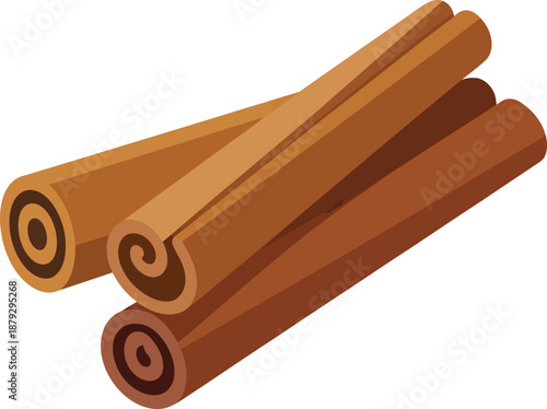 Cinnamon Sticks Vector Illustration, Aromatic Spice Bundles for Culinary Use