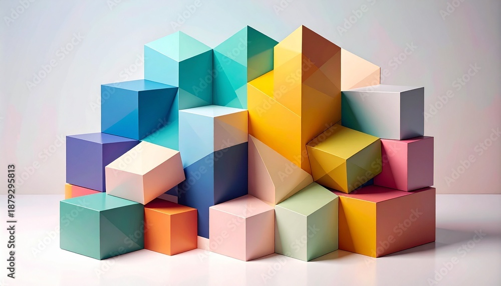 Fototapeta premium Colorful 3D Cubes Stacked Together.