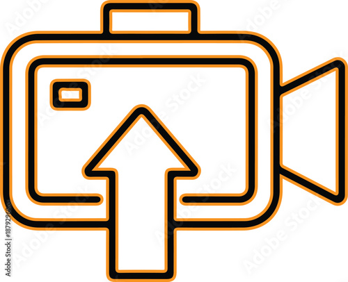 Upload video camera icon flat design illustration