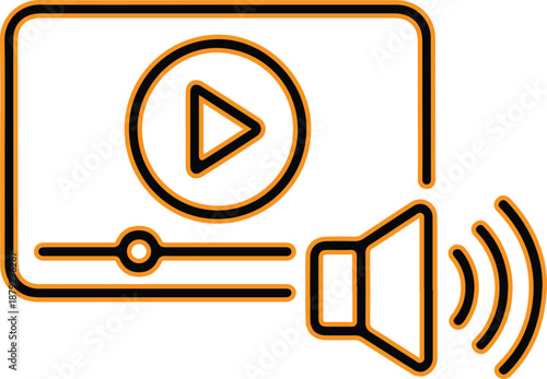 Video play button with volume control icon