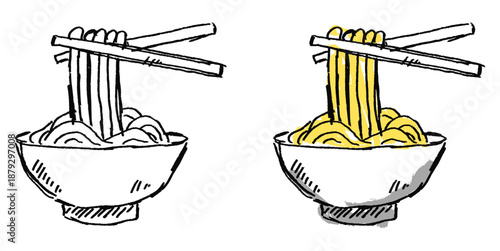 Grunge sketch handdrawn noodles vector for street food art. Ideal for rough ramen textures, messy pasta drawings, and edgy asian menus.