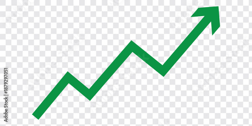 green arrow graph moving upward direction concept of economic stock market business, share, stock, financial growth transparent background