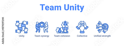 Team Unity web banner icon vector illustration concept ,  with icon of Unity, Team synergy, Team cohesion, Collective.