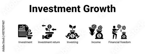 Investment Growth web banner icon vector illustration concept ,  with icon of Investment, Investment return, Investing, Income.
