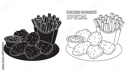 Chicken wings special meal on transparent background silhouette