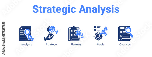 Strategic Analysis web banner icon vector illustration concept ,  with icon of Analysis, Strategy, Planning.