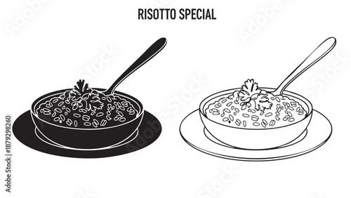 Risotto special dishes in silhouette on transparent background