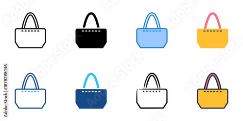 Shopping bag icons set multiple style collection. Editable stroke 
