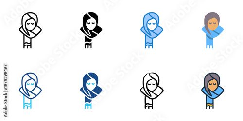 Scarves icons set multiple style collection. Editable stroke 
