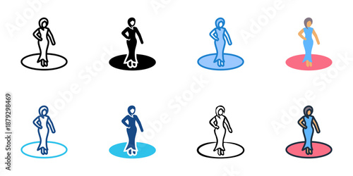 Catwalk icons set multiple style collection. Editable stroke 
