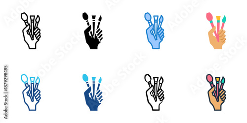 Makeup Artist icons set multiple style collection. Editable stroke 
