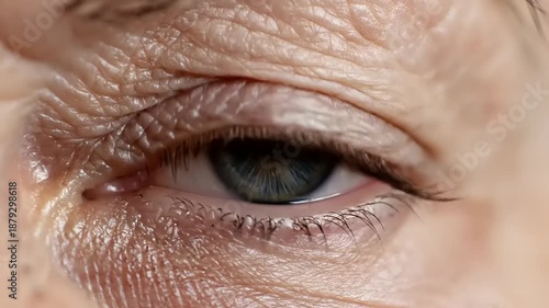 Elderly Woman Eye Closeup Blinking Sequence.