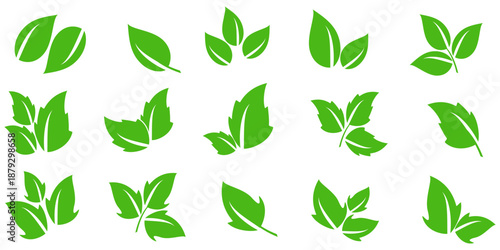 Leaf vector symbol, leaf illustration or leaf emoji in flat style. Spring leaf design, ecological nature theme.	
