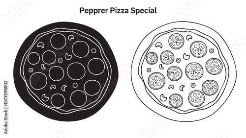 Pepperoni pizza special silhouette on transparent background