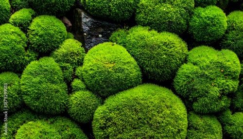 close up green moss on the stone, nature photography