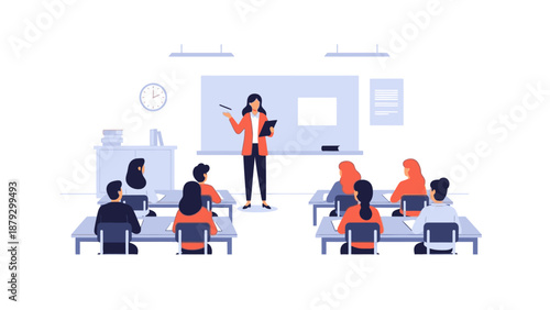 Teacher Explaining Lesson in Classroom 