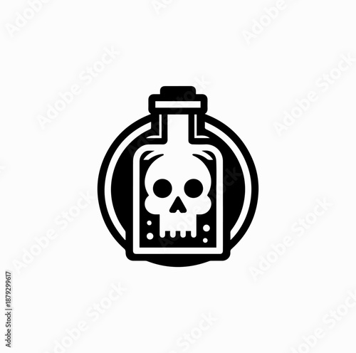 Poison Bottle with Skull Icon – Danger Warning Vector