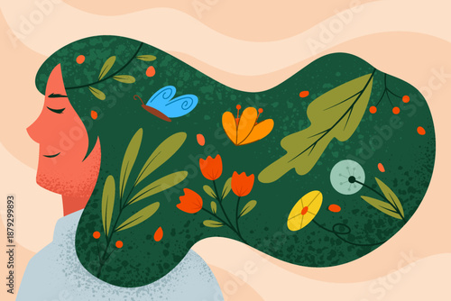 illustration of plants in character's hair