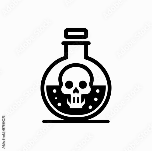 Poison Bottle with Skull Icon – Danger Warning Vector