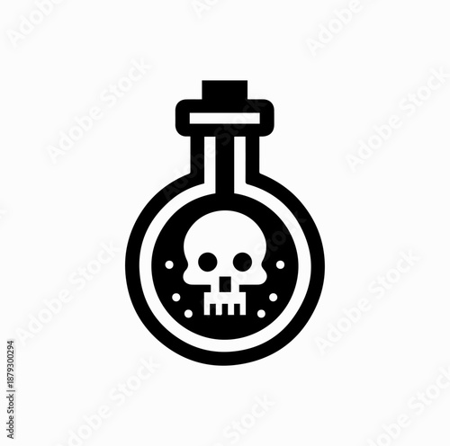 Poison Bottle with Skull Icon – Danger Warning Vector