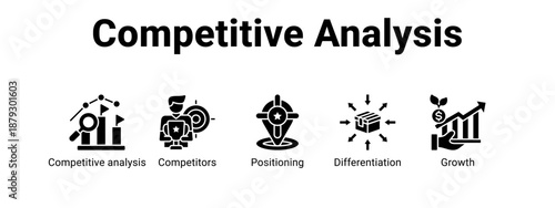 Competitive Analysis web banner icon vector illustration concept ,  with icon of Competitive analysis, Competitors, Positioning.