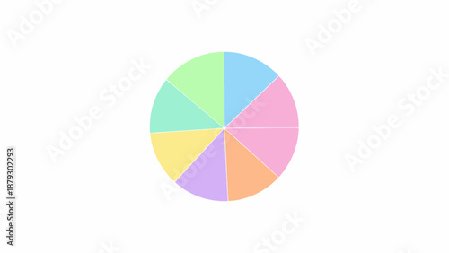 Colorful Pie Chart with Pastel Sections.